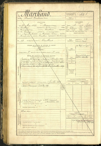 Marchand, Edmond Dieudonné, né le 21 mai 1863 à Beauquesne (Somme, France), classe 1883, matricule n° 45, Bureau de recrutement d'Abbeville