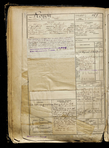 Royon, Alexis Alcide Amédée, né le 23 juin 1894 à Authieule (Somme), classe 1914, matricule n° 127, Bureau de recrutement d'Abbeville