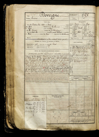 Dovergne, Lucien, né le 20 décembre 1898 à Rue (Somme), classe 1918, matricule n° 198, Bureau de recrutement d'Abbeville