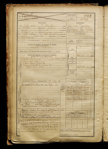 Laubier, Georges Achille, né le 03 juin 1877 à Marcelcave (Somme), classe 1897, matricule n° 1148, Bureau de recrutement d'Amiens
