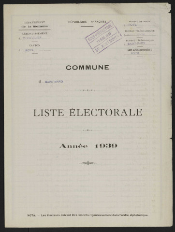 Liste électorale : Saint-Mard
