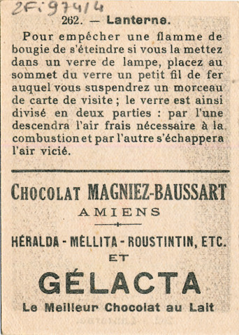 Chocolat Magniez-Baussart, Amiens. Image 262 : lanterne