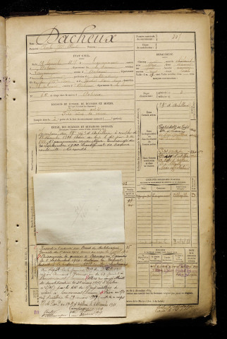 Dacheux, Charles Jean Baptiste Albert, né le 29 novembre 1878 à Louvencourt (Somme), classe 1898, matricule n° 307, Bureau de recrutement d'Abbeville