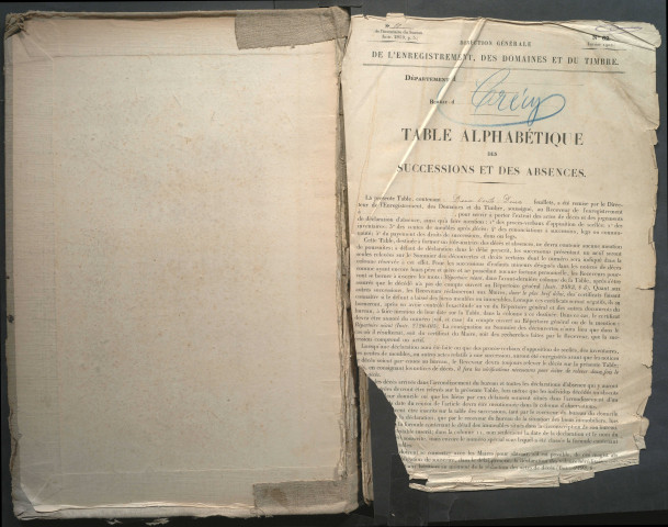 Table des successions et absences du bureau de Crécy-en-Ponthieu