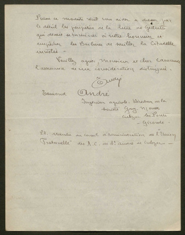 Témoignage de André, Edmond et correspondance avec Jacques Péricard