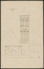 Clocher et abside de l'église Saint-Eloi de Tracy-le-Val XIIe et XIIIe siècle. Picardie.
