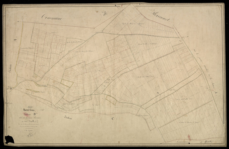 Plan du cadastre napoléonien - Bourdon : Grosses Bornes (Les), B