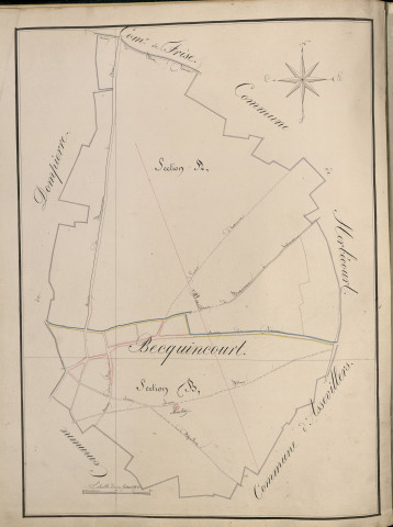 Plan du cadastre napoléonien - Atlas cantonal - Dompierre-Becquincourt (Becquincourt) : tableau d'assemblage