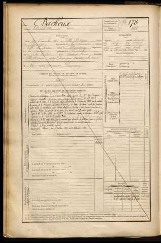 Dacheux, Théophile Florimond, né le 22 novembre 1866 à Saint-Ouen (Somme), classe 1886, matricule n° 178, Bureau de recrutement d'Amiens