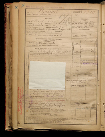 Brassart, Edouard Clément Louis, né le 24 février 1875 à Amiens (Somme), classe 1895, matricule n° 1310, Bureau de recrutement d'Amiens