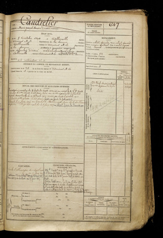 Caudrelier, Marie Joseph Xavier Désiré, né le 07 octobre 1894 à Allonville (Somme), classe 1914, matricule n° 647, Bureau de recrutement d'Amiens