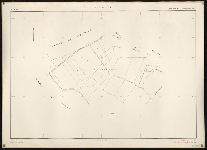 Plan du cadastre rénové - Beauval : section ZA