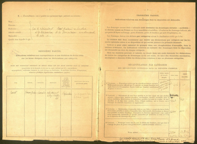 Cléry-sur-Somme. Demande d'indemnisation des dommages de guerre : dossier Ouart-Abraham