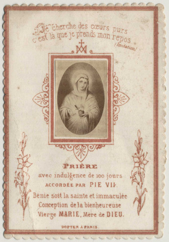 Je cherche des coeurs purs, c'est là que je trouve mon repos. Coeur immaculé de Marie. Eglise Saint-Aubin-sur-Mer par Luc-sur-Mer (Calvados)