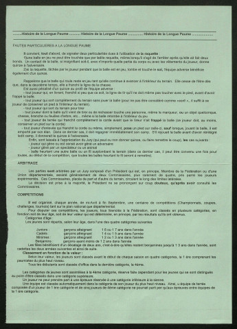 Longue Paume Infos (numéro 36), bulletin officiel de la Fédération Française de Longue Paume