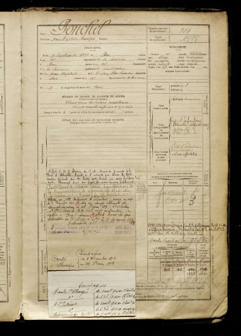 Ponchel, Jean Baptiste François, né le 09 septembre 1882 à Rue (Somme), classe 1902, matricule n° 995, Bureau de recrutement d'Abbeville