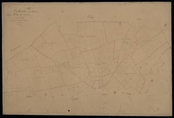 Plan du cadastre napoléonien - Acheux-en-Vimeu (Acheux) : Moulins (les), F
