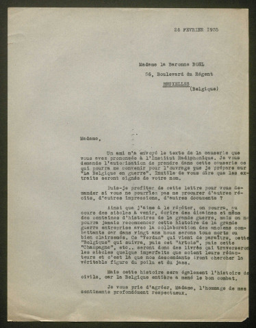 Témoignage de Boël, Madame la Baronne (Présidente de la'association des ex-prisonniers de Siegburg) et correspondance avec Jacques Péricard