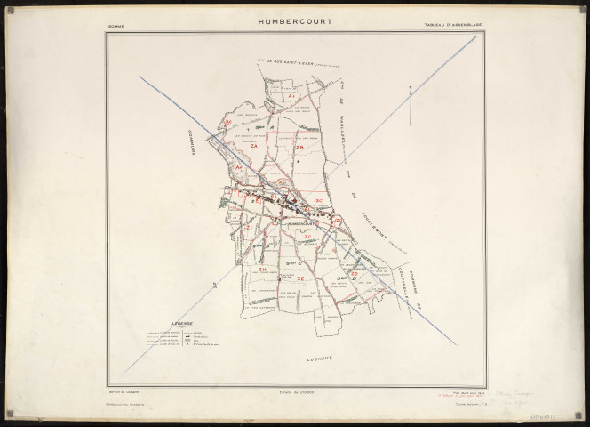 Plan du cadastre rénové - Humbercourt : tableau d'assemblage (TA)