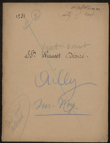 Ailly-sur-Noye. Demande d'indemnisation des dommages de guerre : dossier Vasset-Ossart