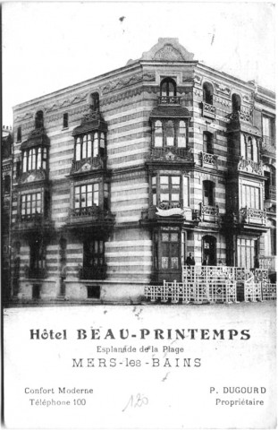 Mers-les-Bains. Hôtel BEAU-PRINTEMPS, esplanade de la Plage