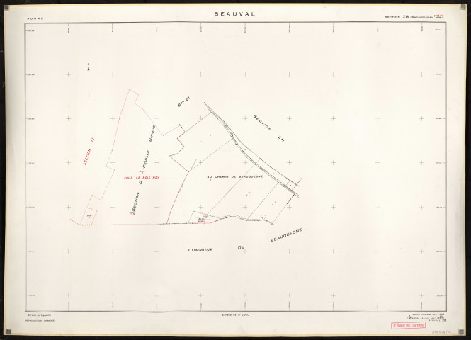 Plan du cadastre rénové - Beauval : section ZB