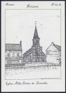 Hirson (Aisne) : église Notre-Dame de Lourdes. Maison de la presse papeterie. Café de la Poste - (Reproduction interdite sans autorisation - © Claude Piette)