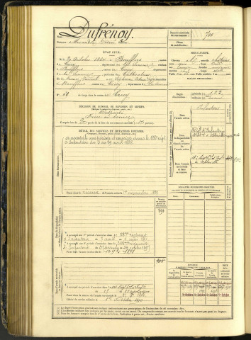 Dufrénoy, Alexandre Désiré, né le 20 octobre 1864 à Boufflers (Somme, France), classe 1884, matricule n° 700, Bureau de recrutement d'Abbeville