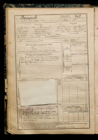 Bernault, Auguste Claude Gustave, né le 29 janvier 1871 à Hénencourt (Somme), classe 1891, matricule n° 768, Bureau de recrutement d'Amiens