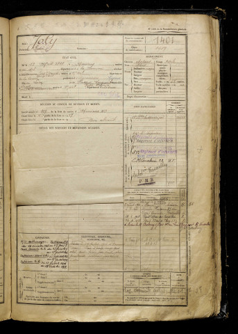 Joly, René, né le 13 avril 1898 à Amiens (Somme), classe 1918, matricule n° 1401, Bureau de recrutement d'Amiens