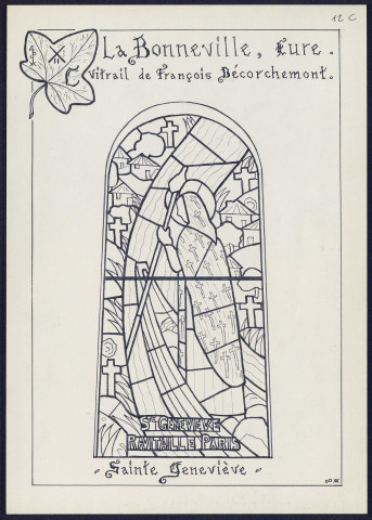La Bonneville (Eure) : vitrail de François Décorchemont “Sainte-Geneviève” - (Reproduction interdite sans autorisation - © Claude Piette)