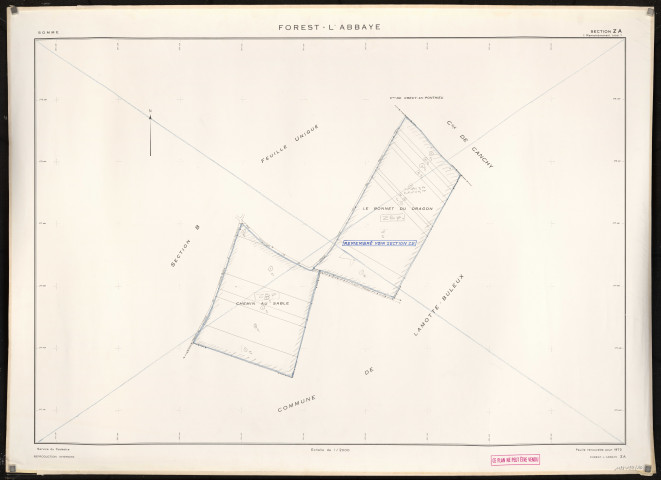 Plan du cadastre rénové - Forest-l'Abbaye : section ZA