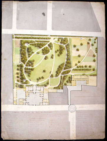Hôtel de préfecture : plan d'ensemble des bâtiments et des jardins dessiné par Herbault, architecte départemental