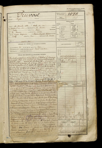 Pruvost, Eugène, né le 14 décembre 1896 à Berck (Pas-de-Calais), classe 1916, matricule n° 1075, Bureau de recrutement d'Abbeville