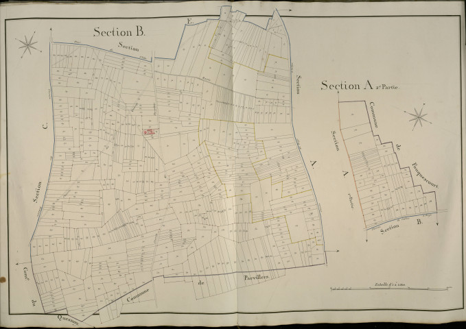 Plan du cadastre napoléonien - Rouvroy-en-Santerre (Rouvroy) : A2 et B