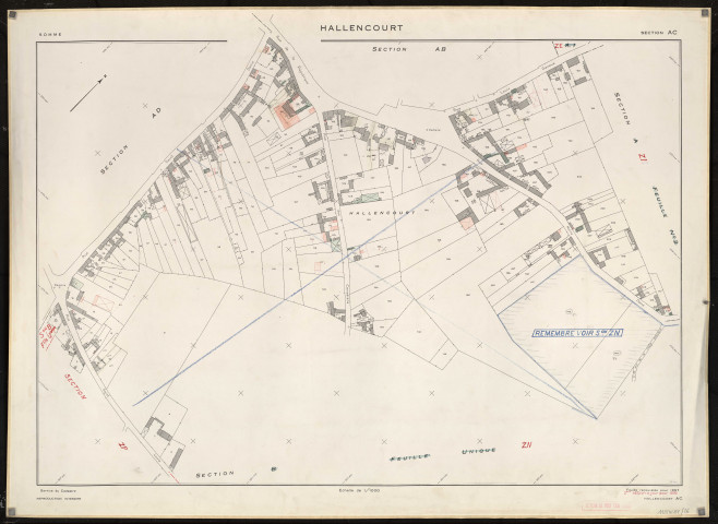 Plan du cadastre rénové - Hallencourt : section AC