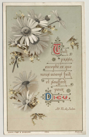 Tout passe, excepté ce que nous avons fait et souffert pour Dieu. Des fleurs