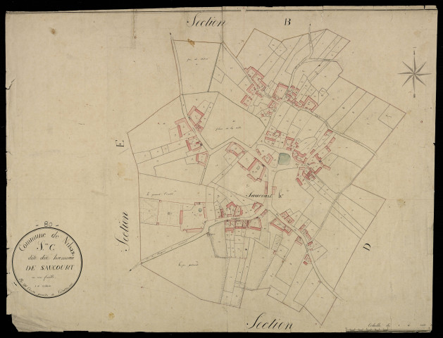 Plan du cadastre napoléonien - Nibas : Hameau de Saucourt (Le), C