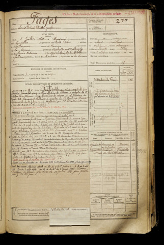 Fages, Louis Fortuné Félicité Joseph, né le 08 juillet 1888 à Bucquoy (Pas-de-Calais), classe 1908, matricule n° 277, Bureau de recrutement de Péronne