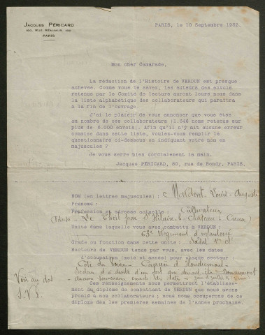 Témoignage de Maldent, Louis Auguste et correspondance avec Jacques Péricard