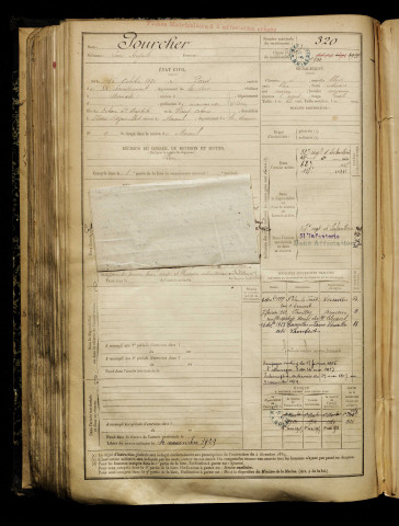 Pourcher, Louis Auguste, né le 16 octobre 1880 à Paris 20e Arrondissement (Paris), classe 1900, matricule n° 320, Bureau de recrutement de Péronne