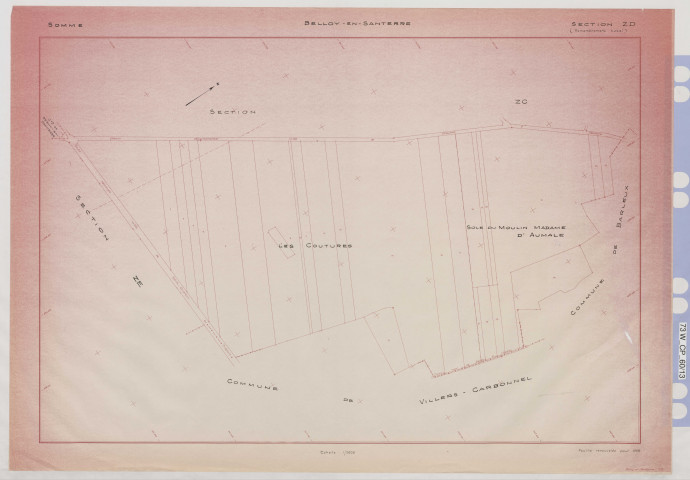 Plan du cadastre rénové - Belloy-en-Santerre : section ZD