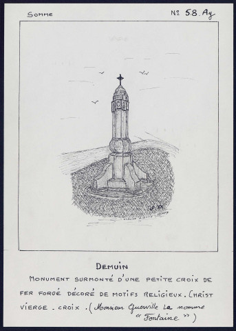 Demuin : monument surmonté d'une petite croix de fer forgé - (Reproduction interdite sans autorisation - © Claude Piette)