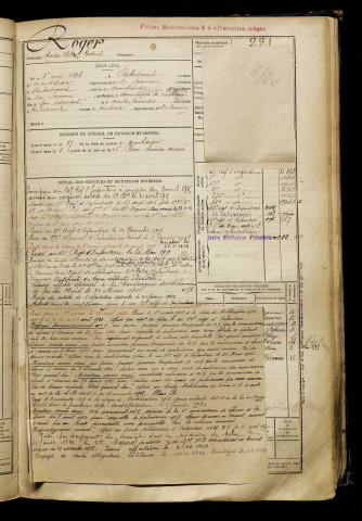 Roger, Charles Philémon Gabriel, né le 01 mai 1896 à Rubescourt (Somme), classe 1916, matricule n° 221, Bureau de recrutement de Péronne