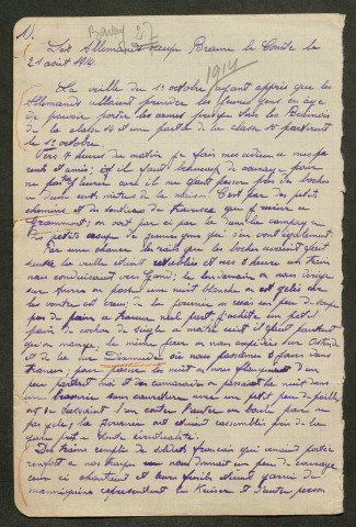 Témoignage de Bacquet, Jean et correspondance avec Jacques Péricard