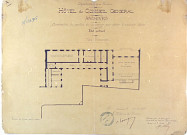 Département de la Somme - Hôtel du conseil général - Archives : surélévation du pavillon du concierge pour obtenir deux nouveaux dépôts. Etat actuel. Plan d'ensemble