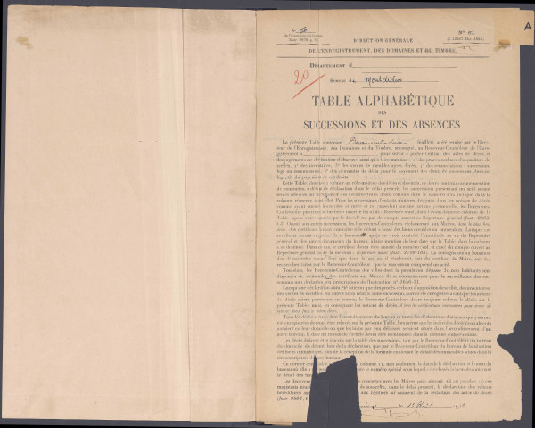 Table des successions et absences du bureau de Montdidier