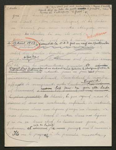 Témoignage de Everaert, Achille (Sergent) et correspondance avec Jacques Péricard