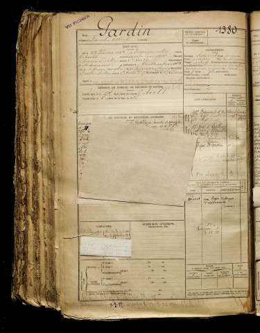 Gardin, Marcel Albert, né le 23 février 1897 à Fressenneville (Somme), classe 1917, matricule n° 1380, Bureau de recrutement d'Abbeville