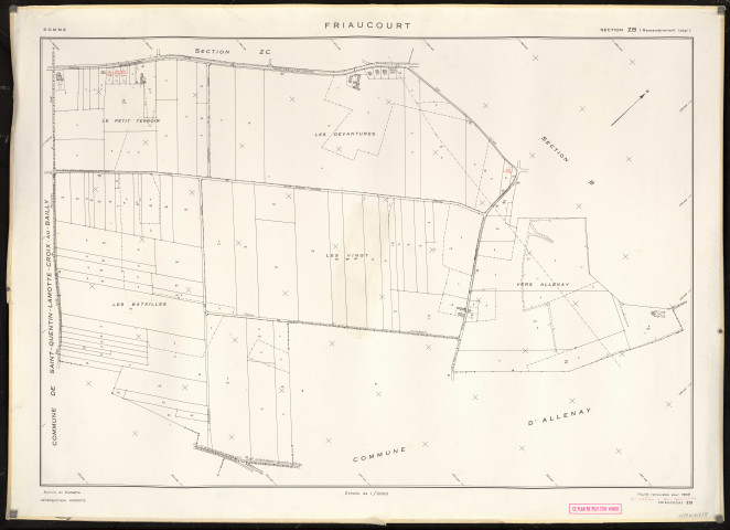 Plan du cadastre rénové - Friaucourt : section ZB
